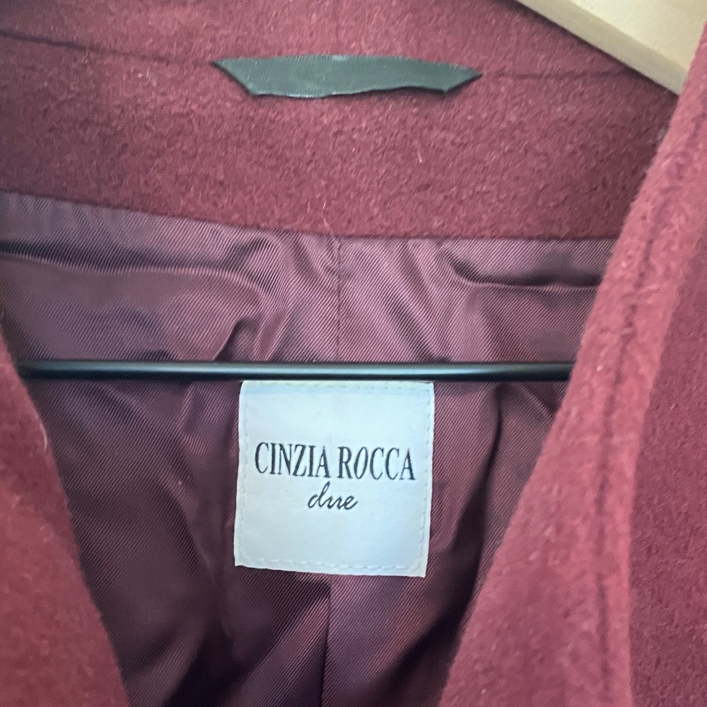 Cinzia Rocca Icons Burgundy Pea Coat - Picture 2 of 4